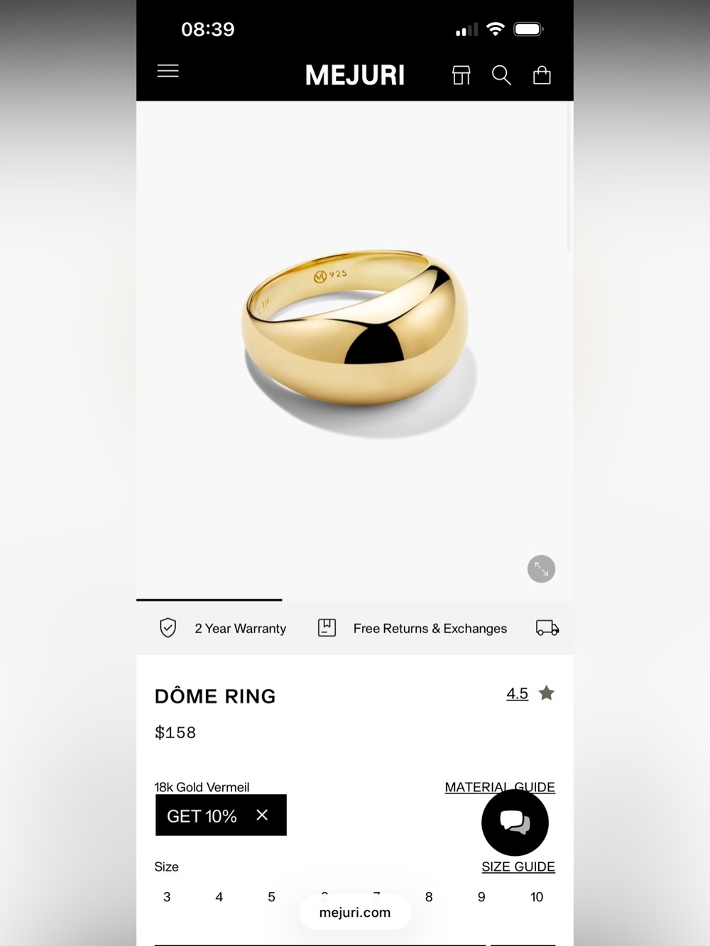 Mejuri Dome Ring in Gold